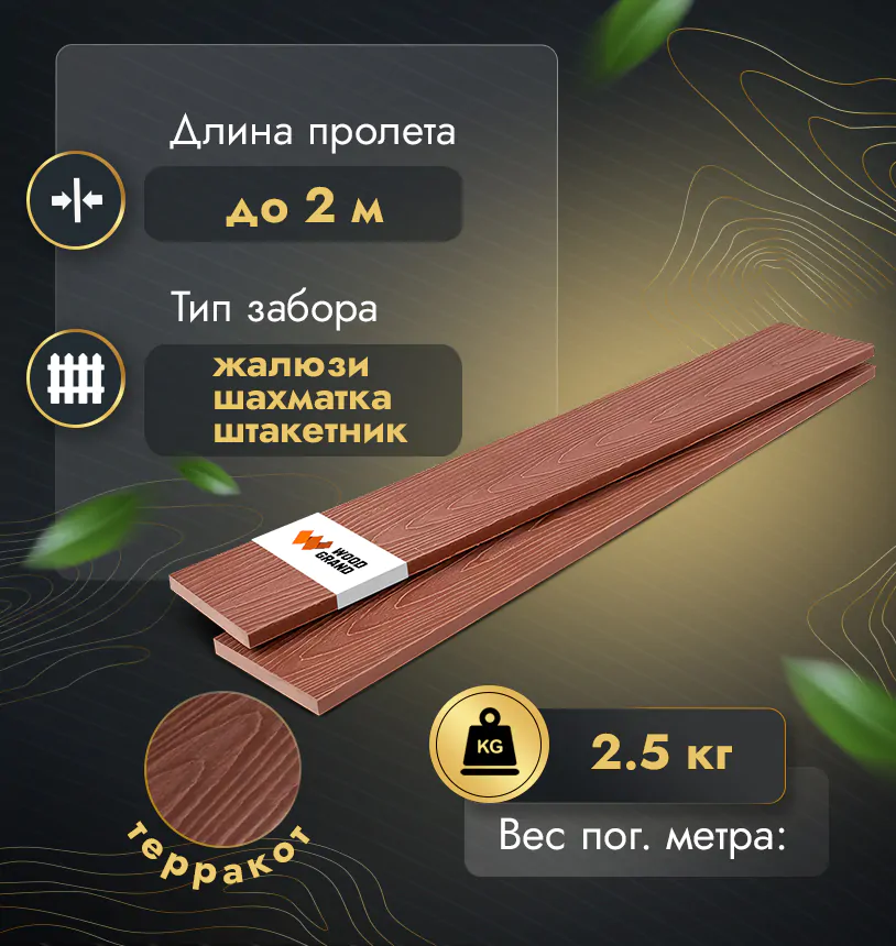 Заборная доска 120x12 мм (МПК) - Венге